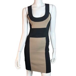 BCBGMaxAzria Sleeveless Bodycon Black and Tan
Midi Cocktail Dress